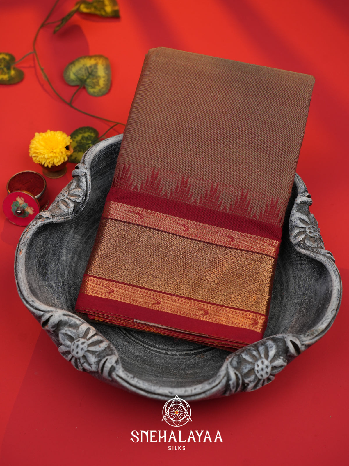 Brown Chettinad Cotton Saree