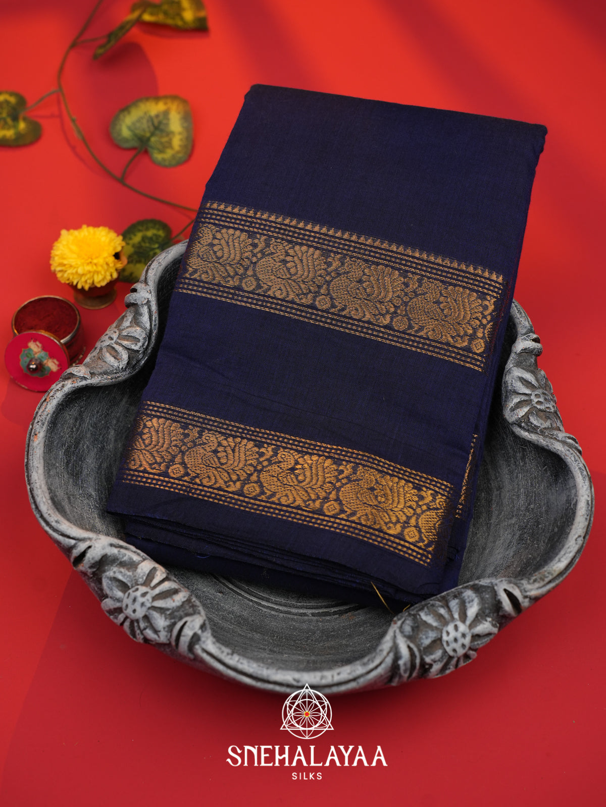 Navy Blue Chettinad Cotton Saree