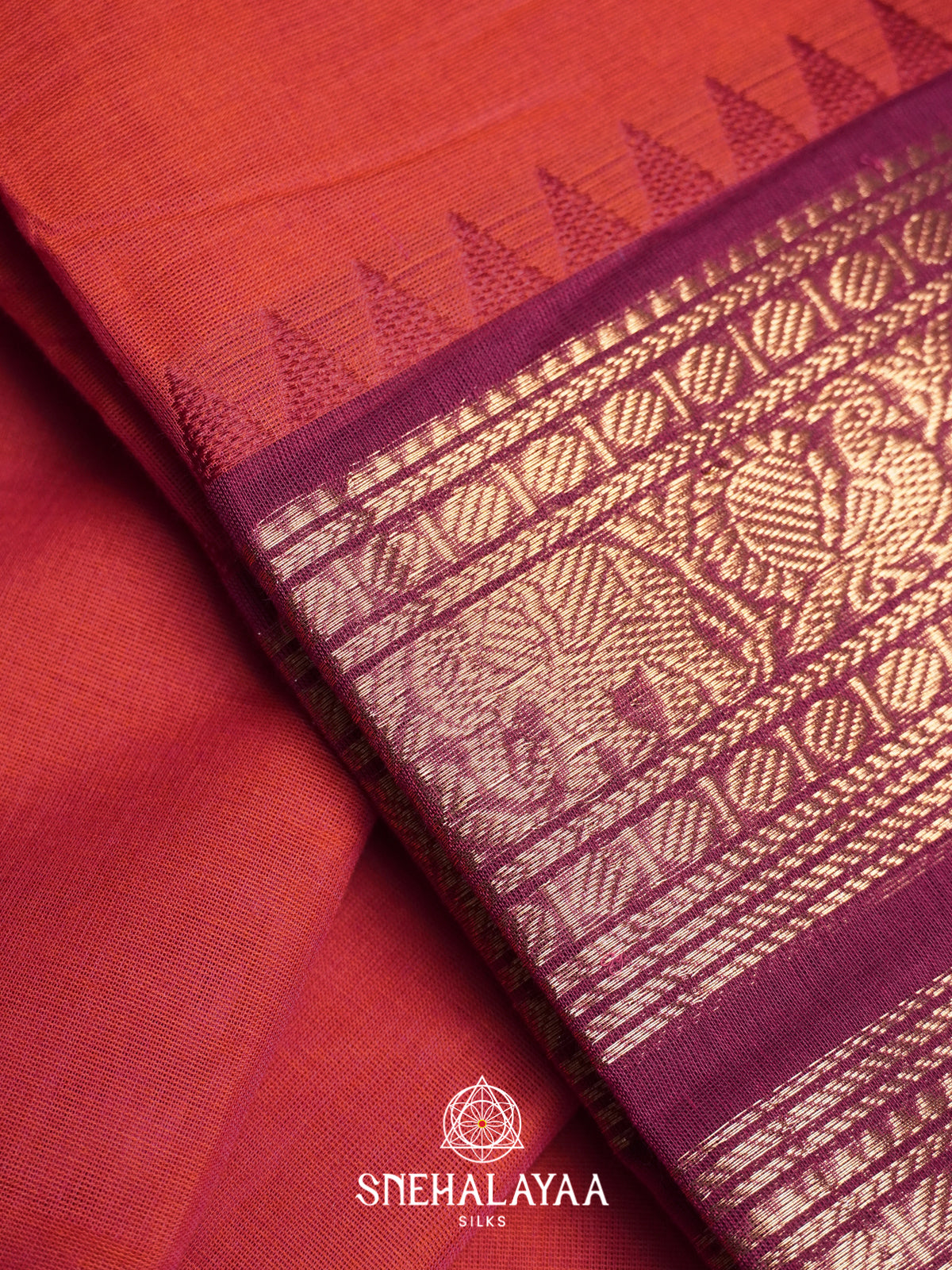 Brick Red Chettinad Cotton Saree