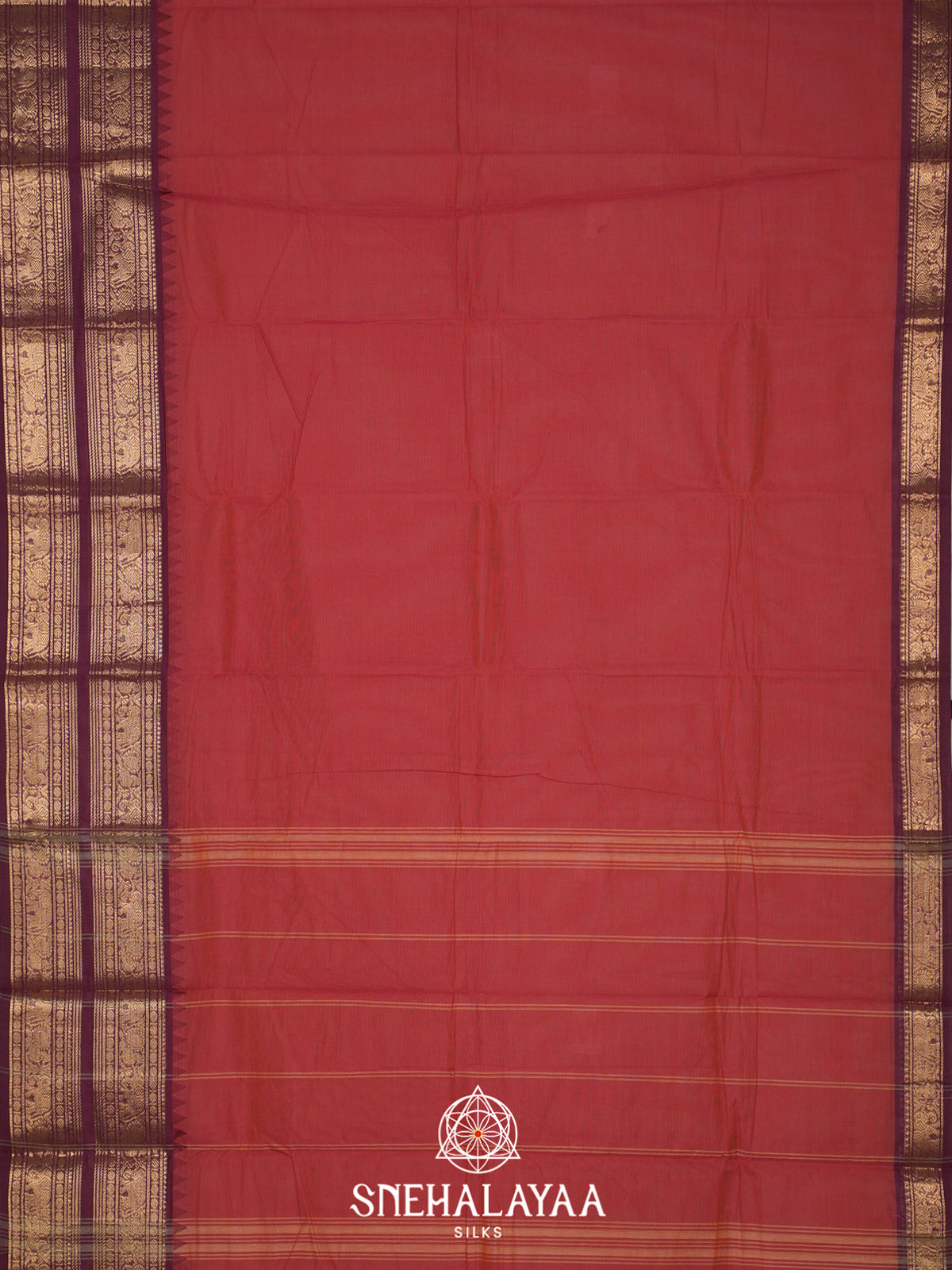 Brick Red Chettinad Cotton Saree