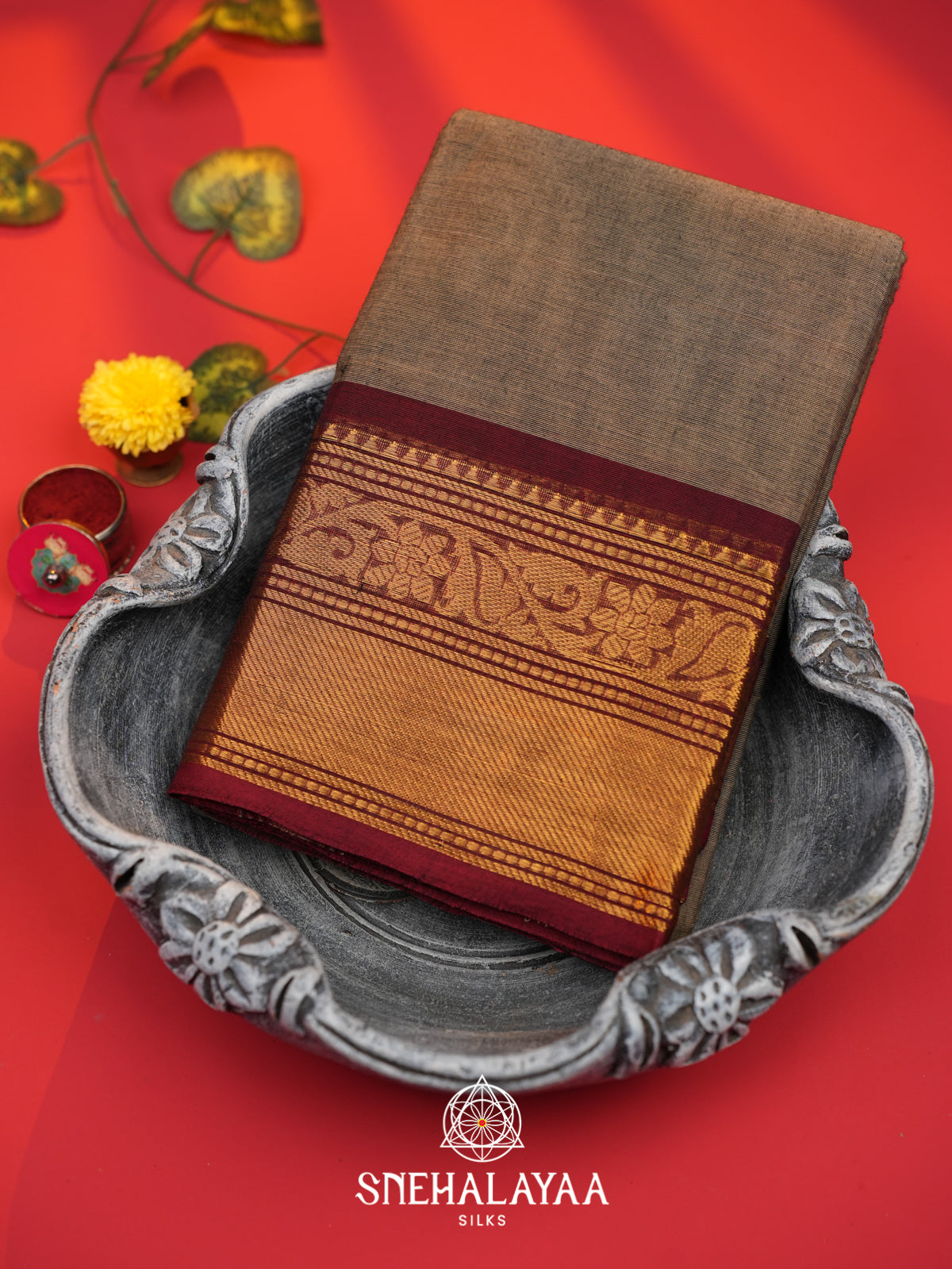 Grey Chettinad Cotton Saree