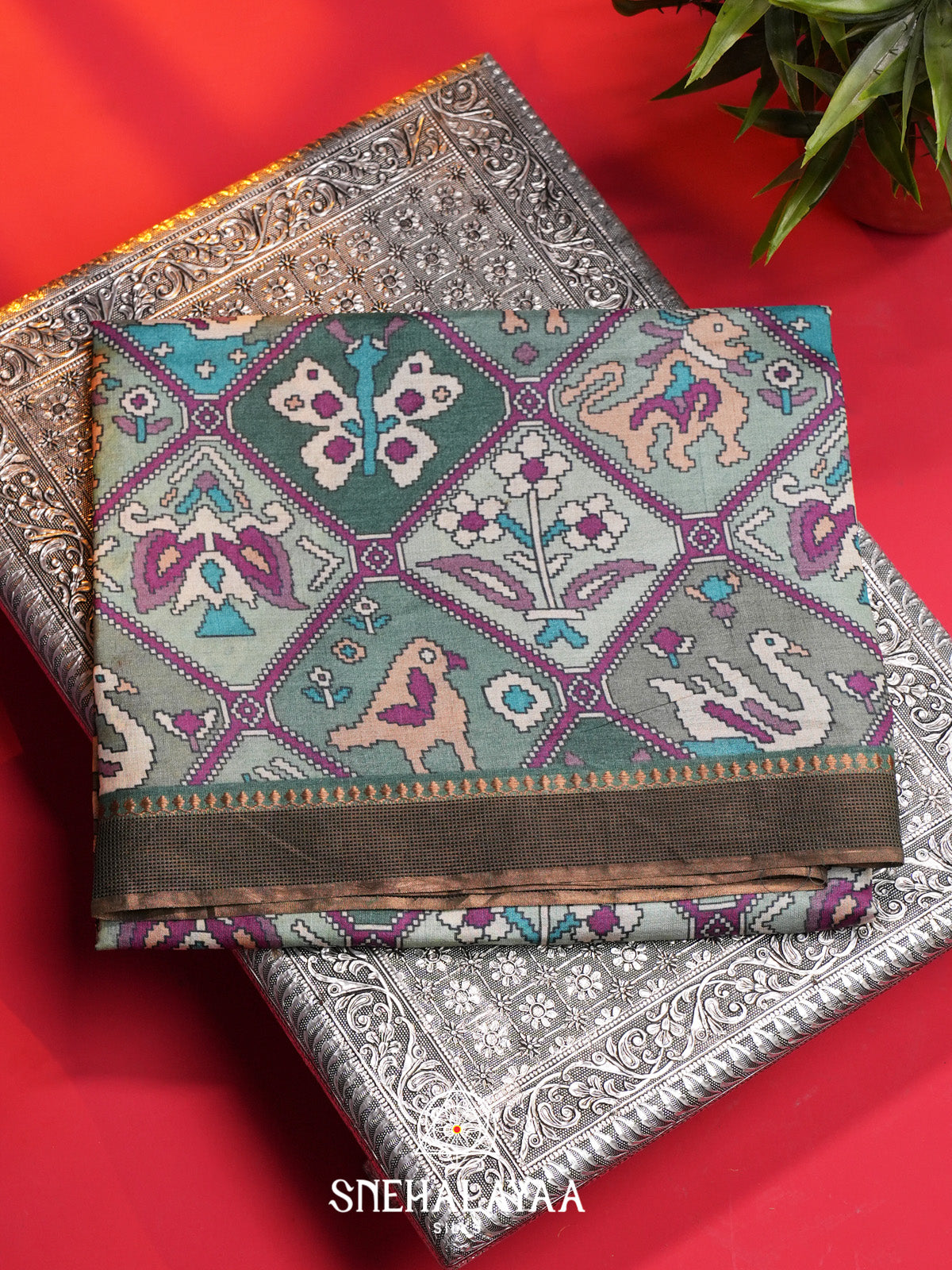 Green Tussar Saree