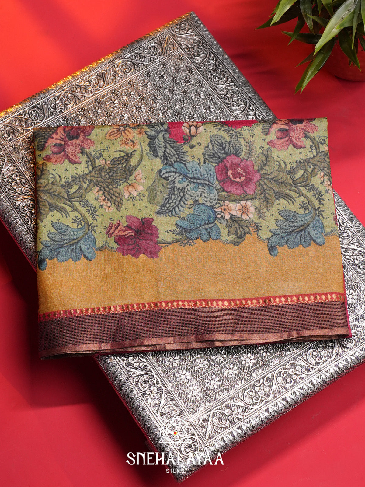 Maroon Tussar Saree
