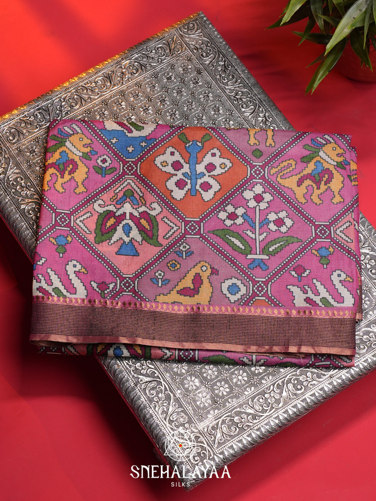Pink Tussar Saree