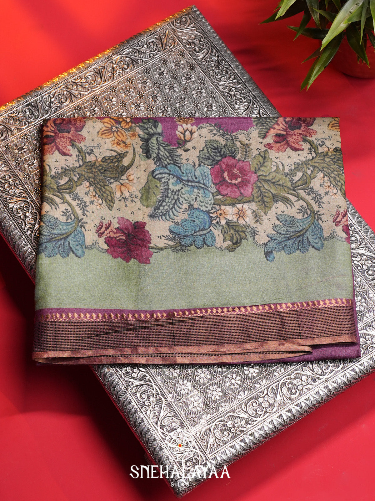 Magenta Tussar Saree