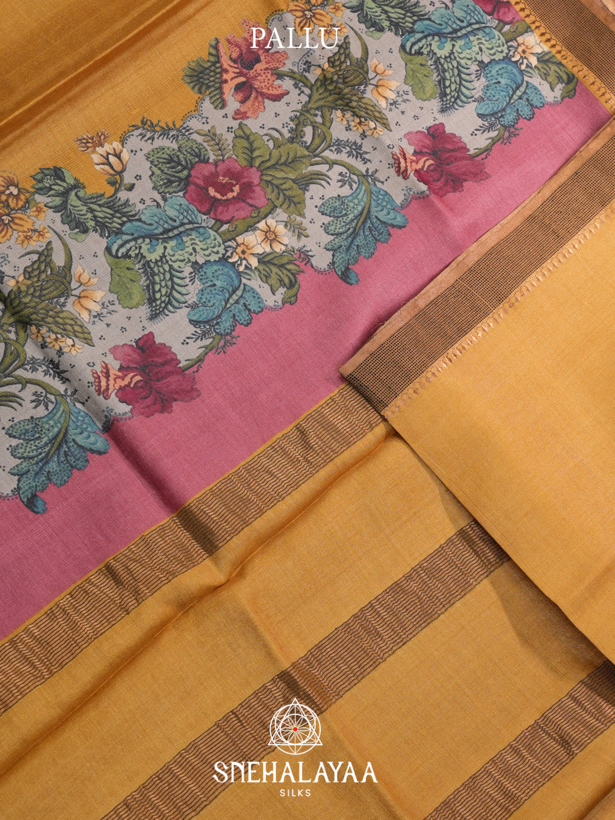 Golden Yellow Tussar Saree