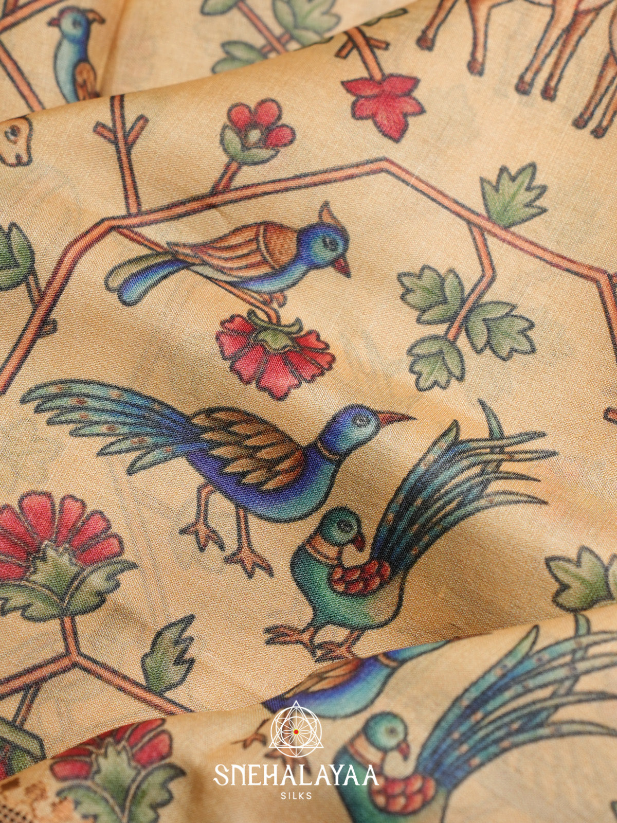 Pale Yellow Tussar Saree