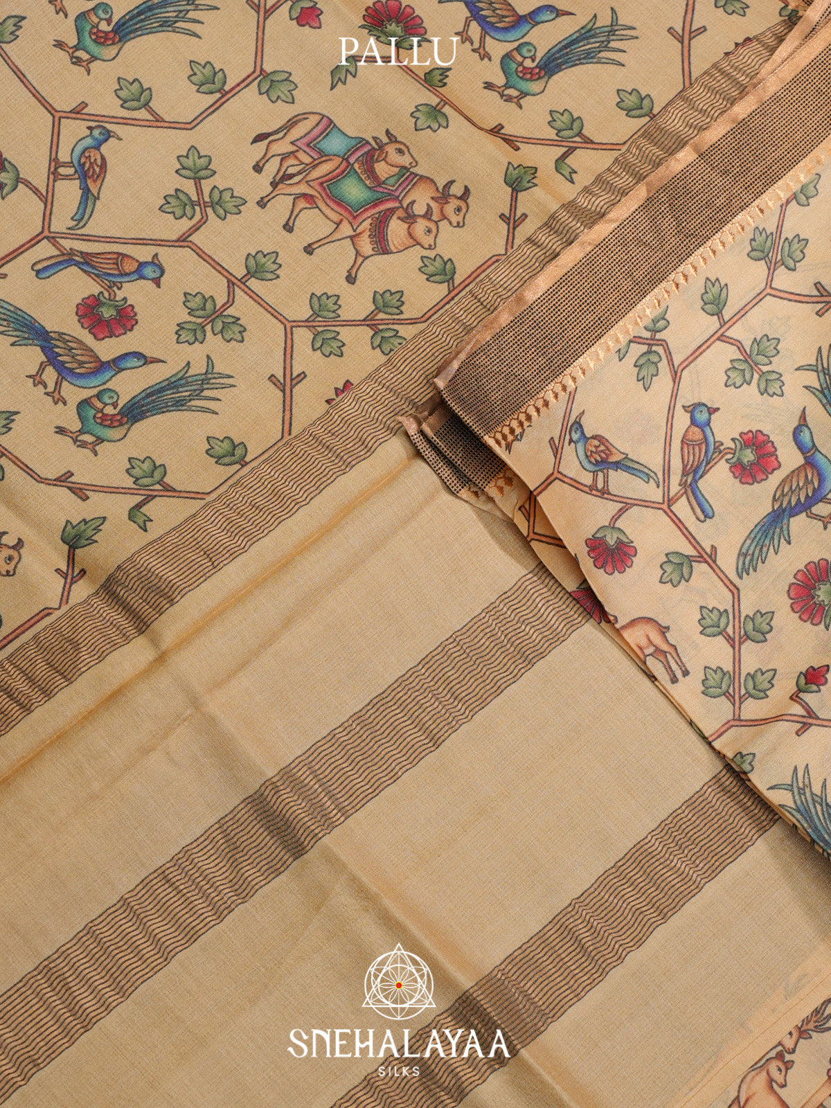 Pale Yellow Tussar Saree