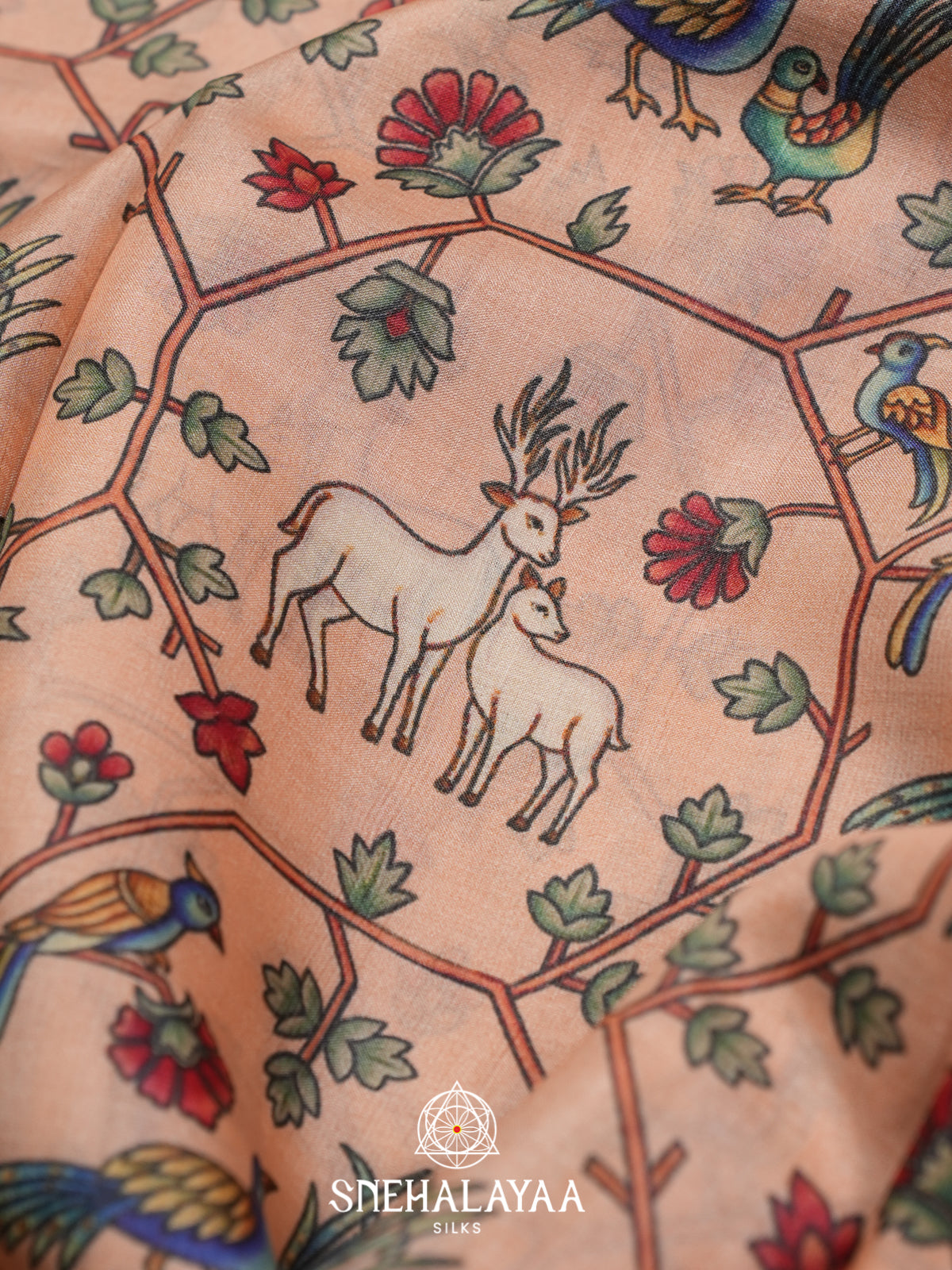 Pale Peach Tussar Saree
