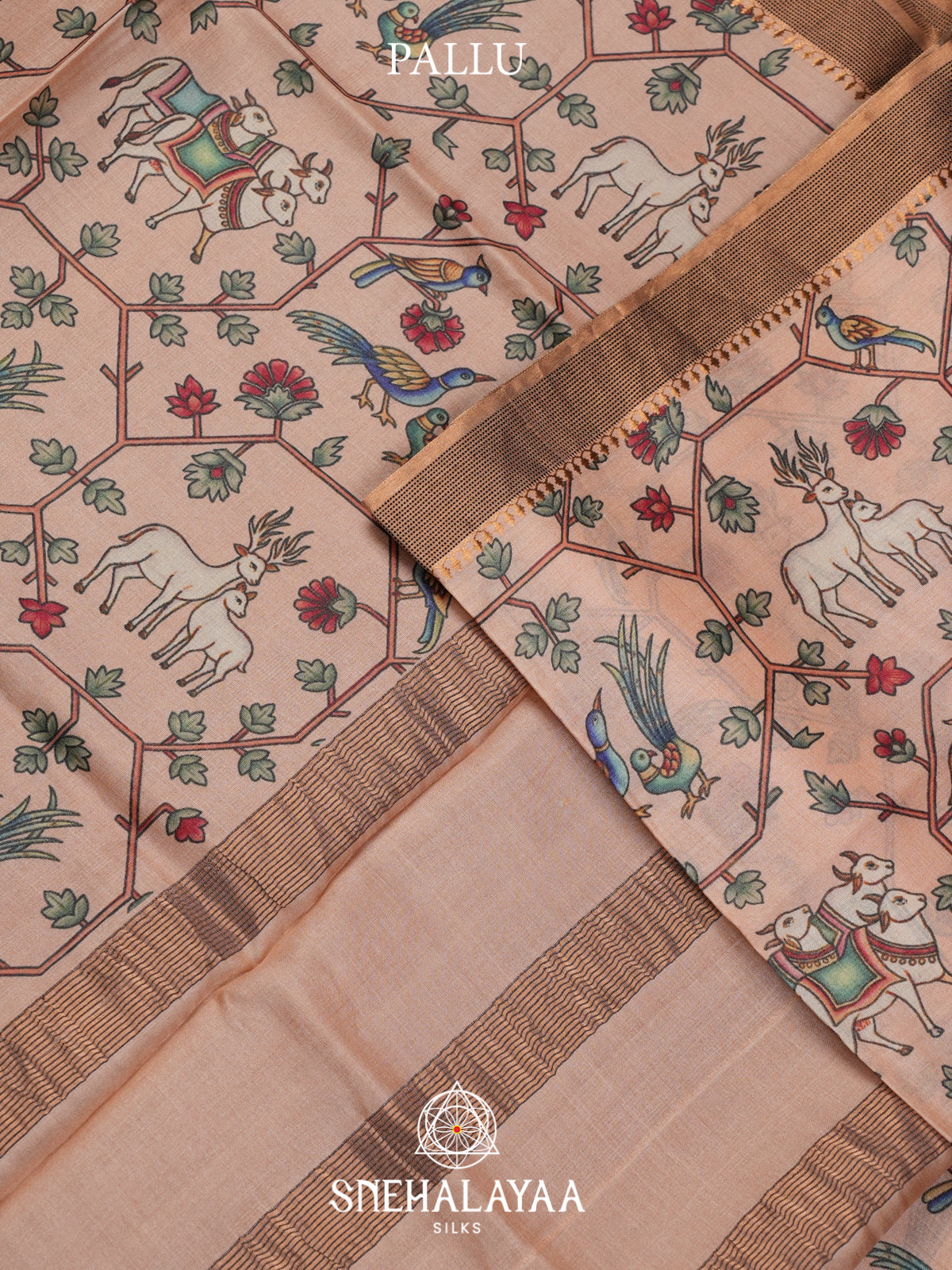 Pale Peach Tussar Saree