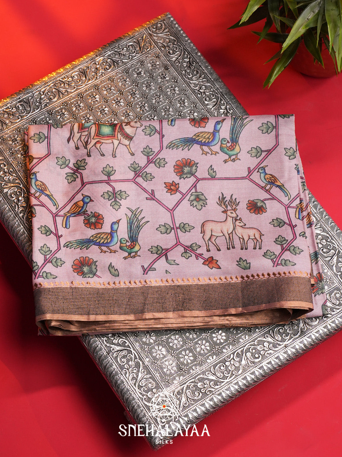 Pale Pink Tussar Saree