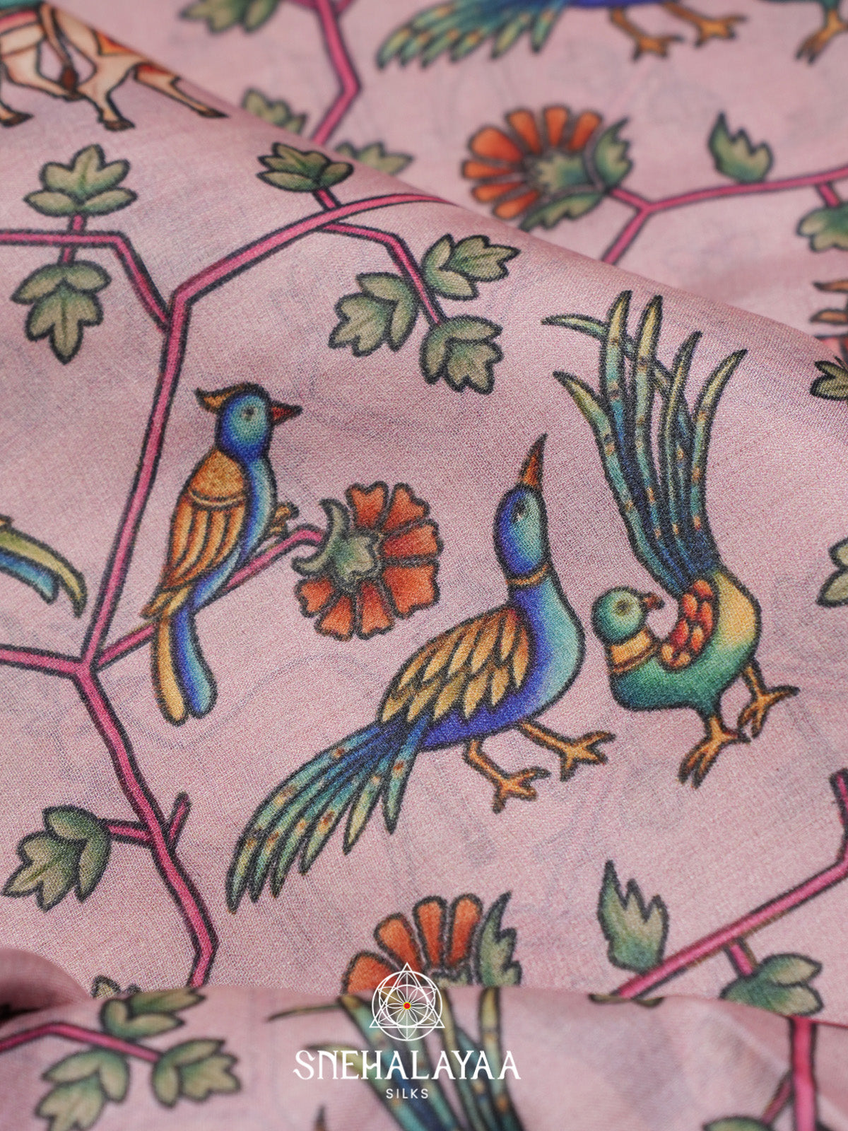 Pale Pink Tussar Saree