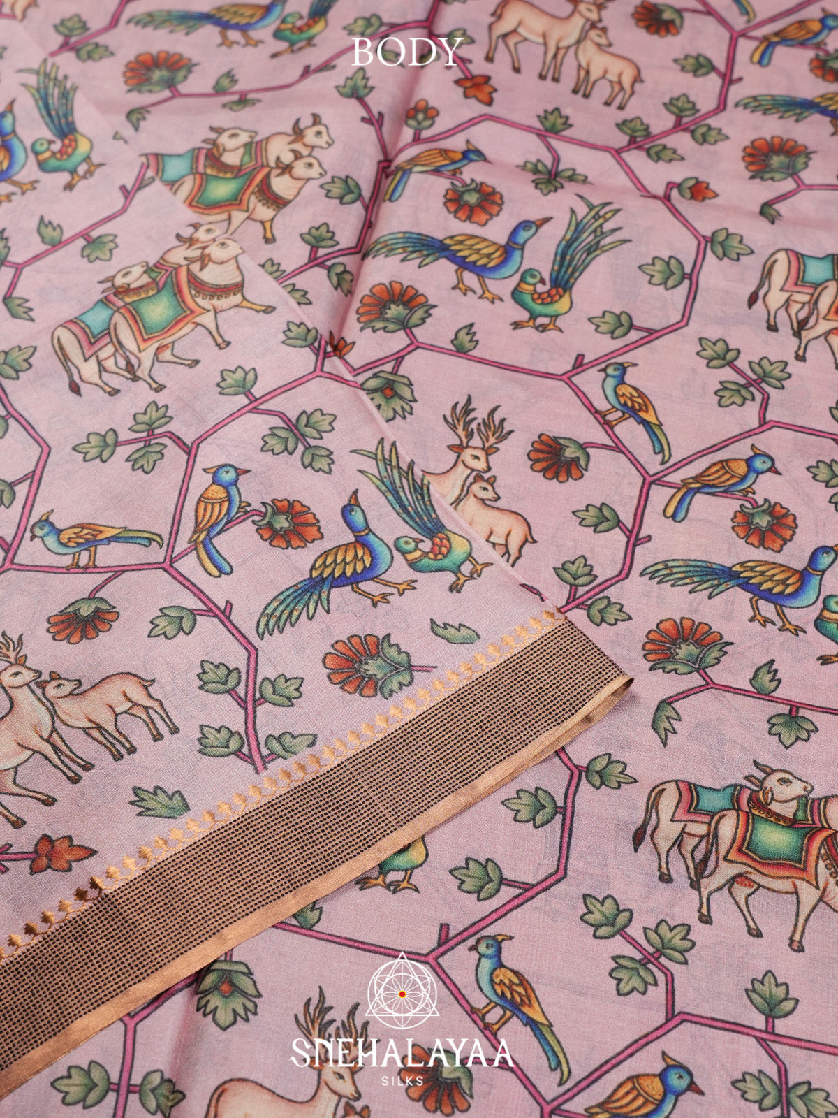 Pale Pink Tussar Saree
