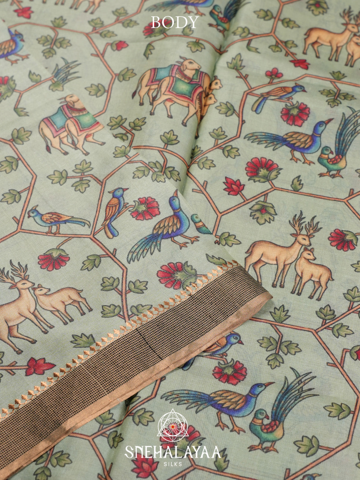 Pista Green Tussar Saree