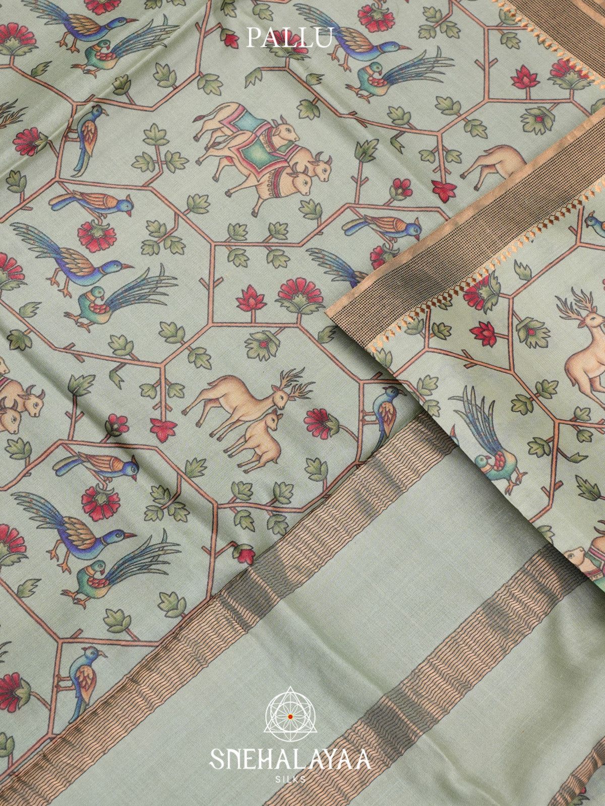 Pista Green Tussar Saree
