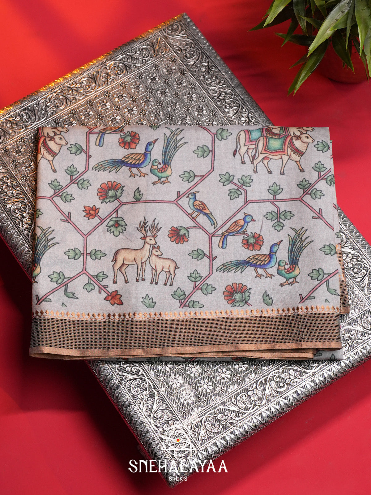 Grey Tussar Saree
