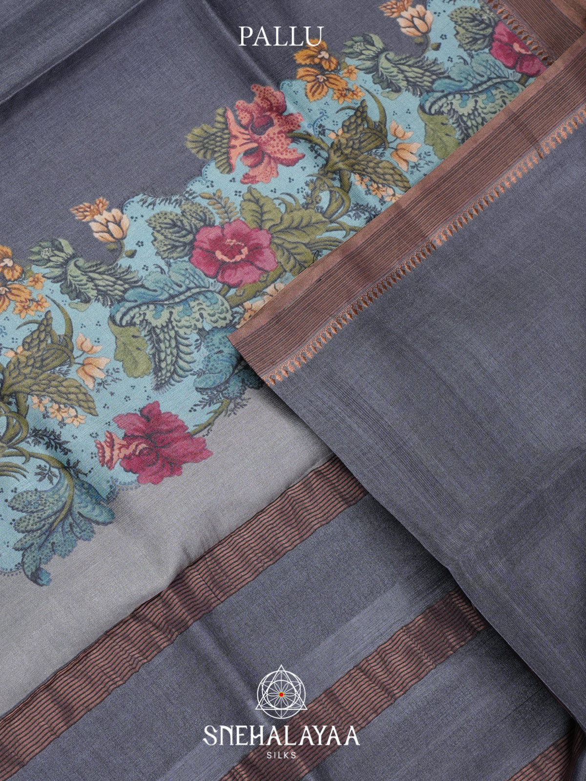 Slate Blue Tussar Saree