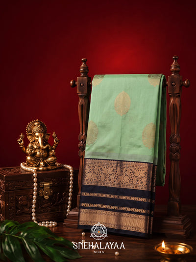 Mint Green Kanjivaram Silk Saree