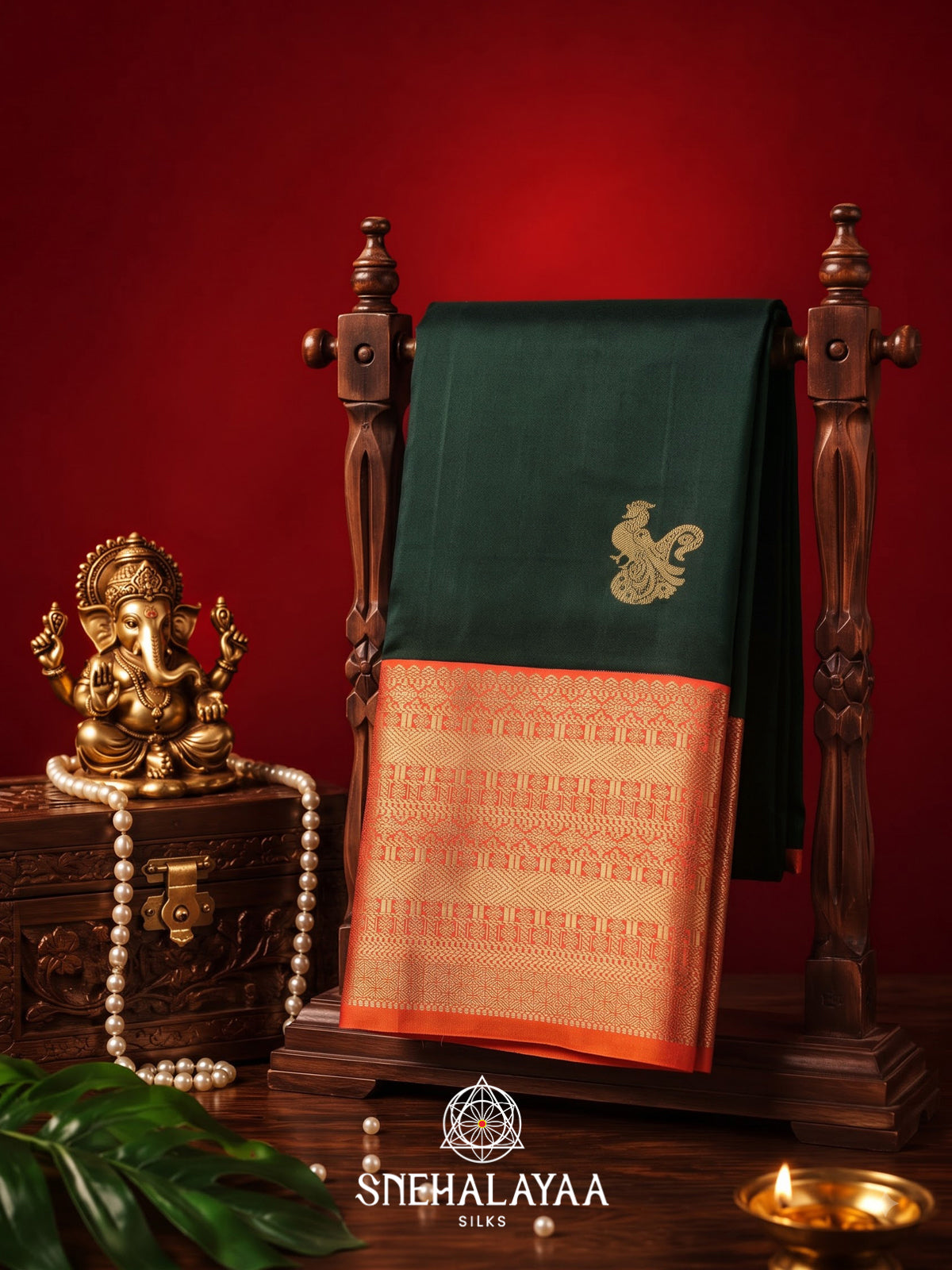 Forest Green Kanjivaram Silk Saree