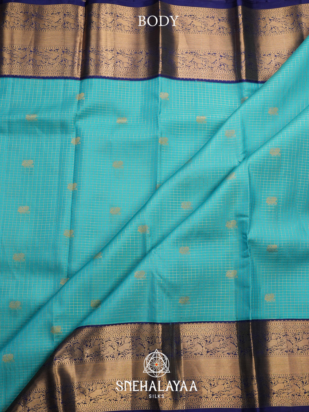 Aqua Blue Kanjivaram Silk Saree