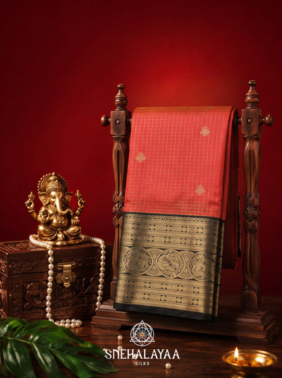 Peach Kanjivaram Silk Saree