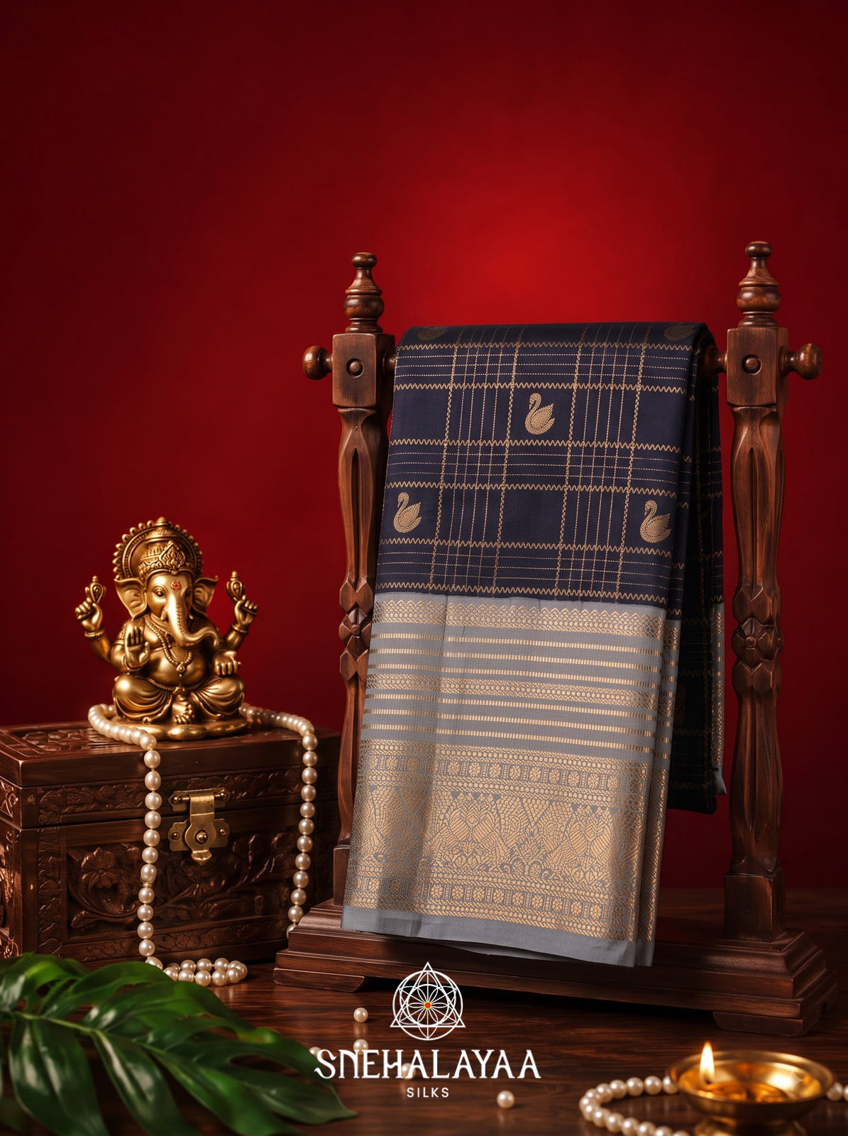 Navy Blue Kanjivaram Silk Saree