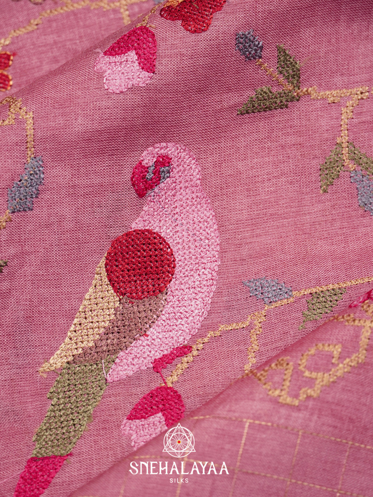 Pink Tussar Saree