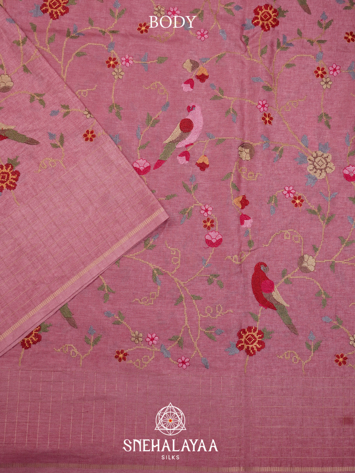 Pink Tussar Saree