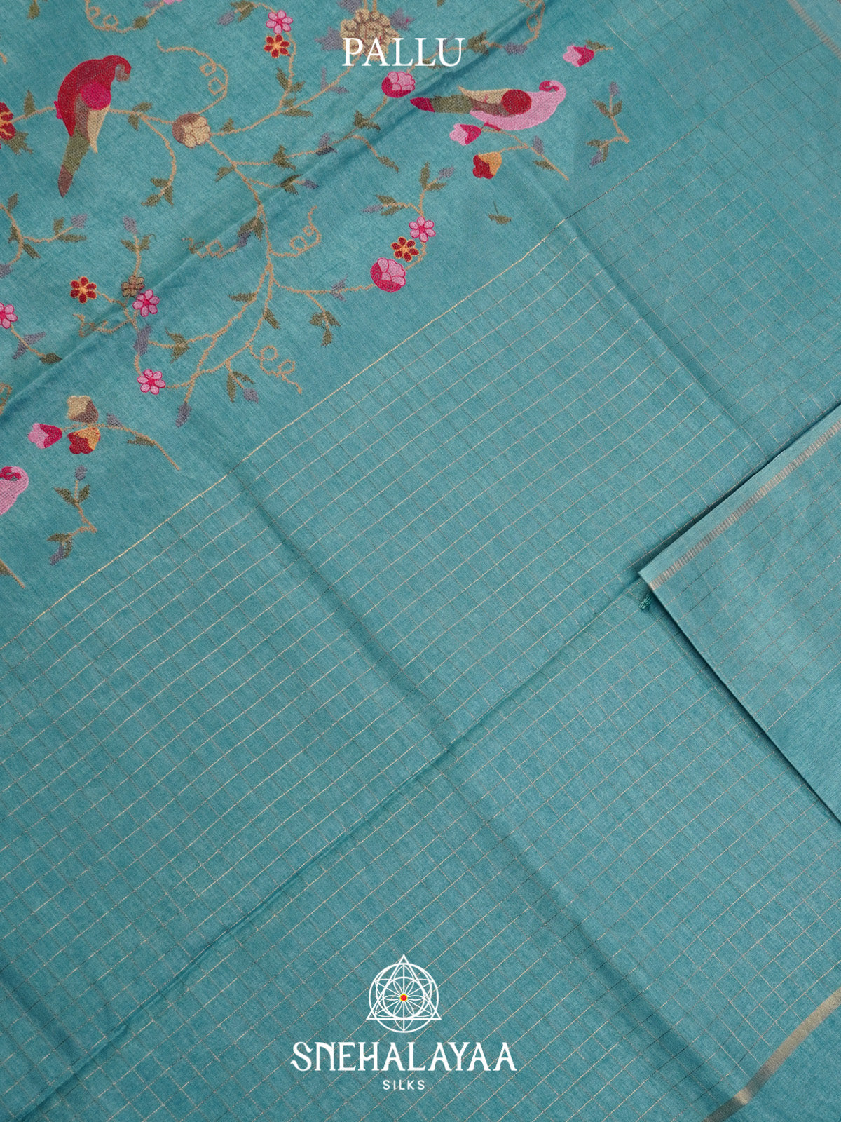 Teal Blue Tussar Saree