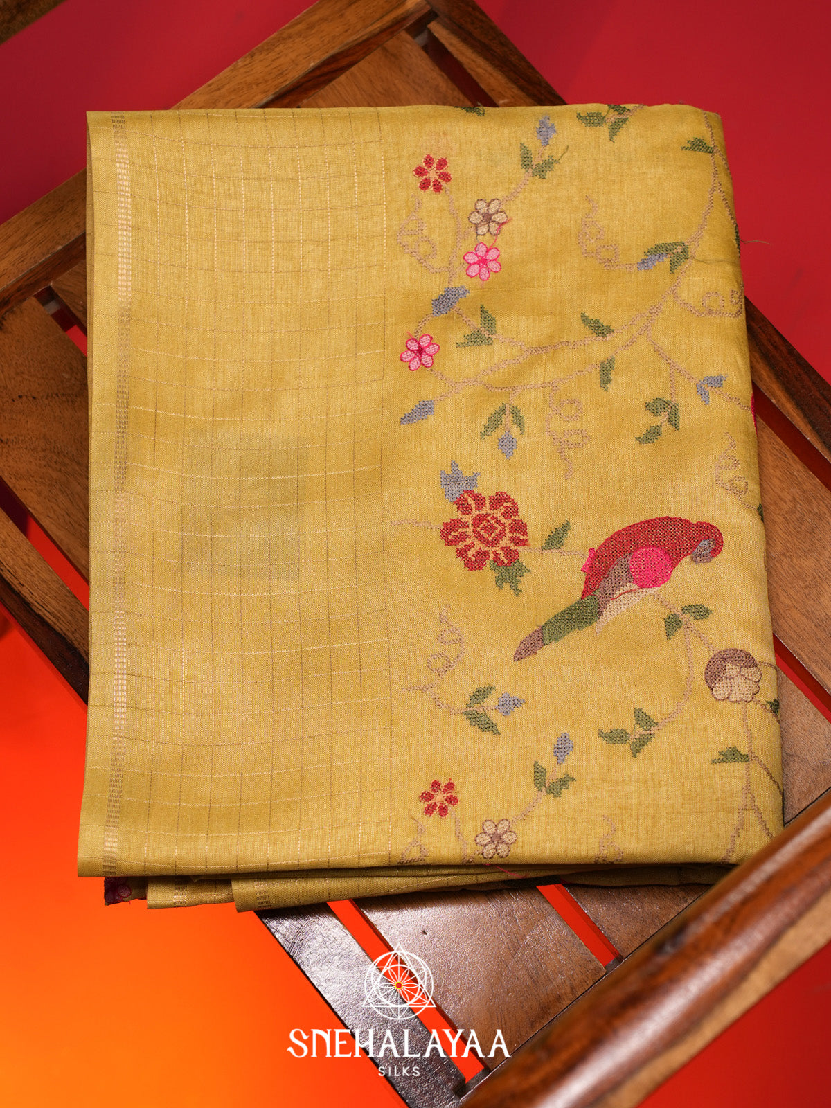 Yellow Tussar Saree