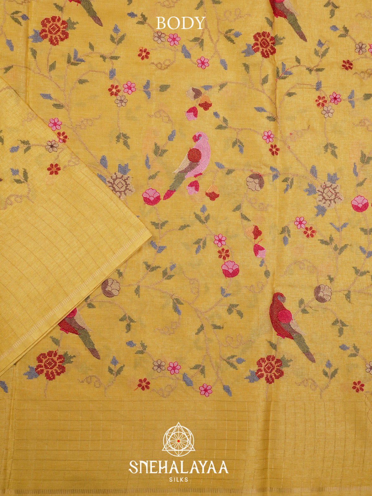 Yellow Tussar Saree