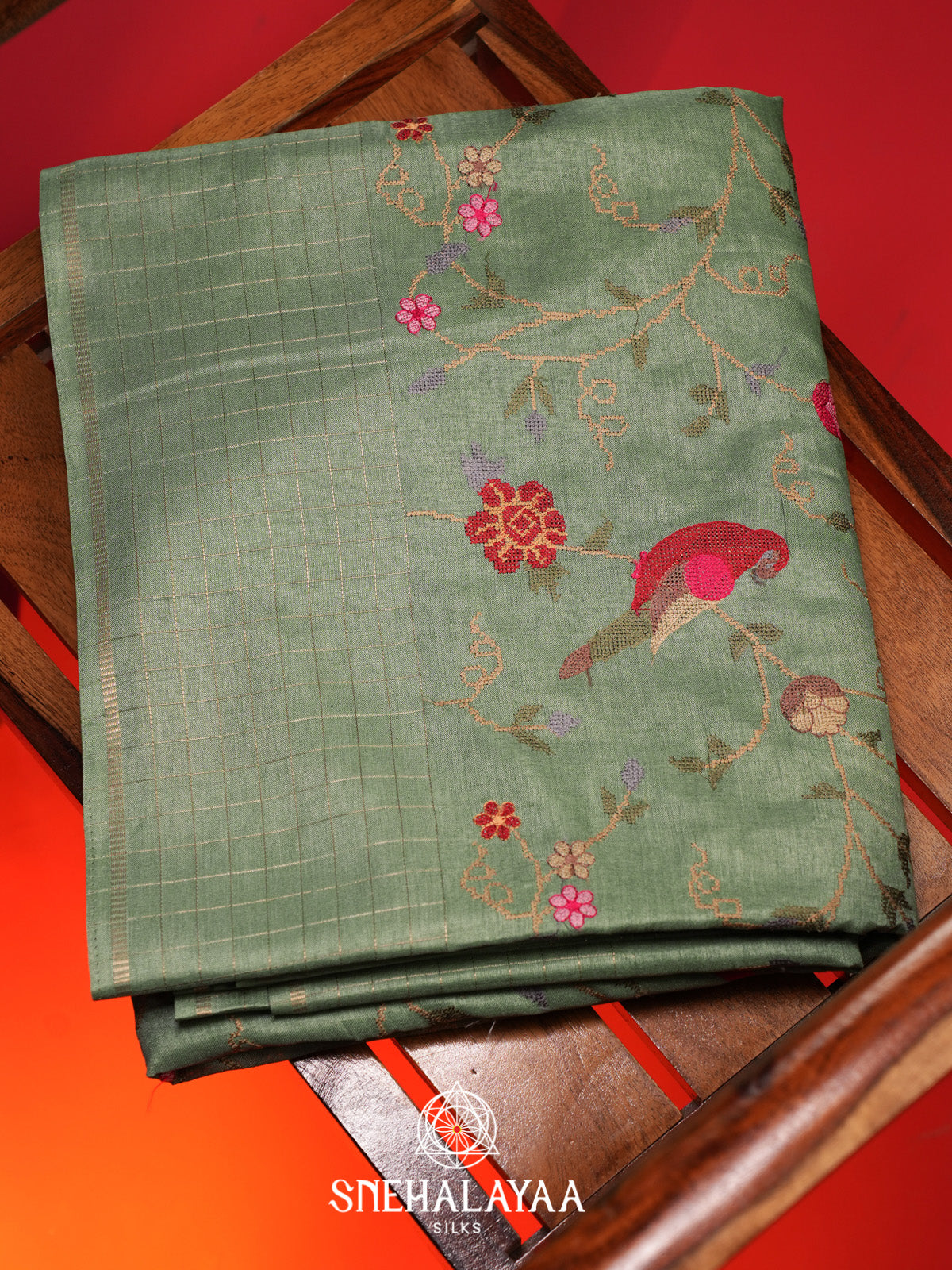Green Tussar Saree