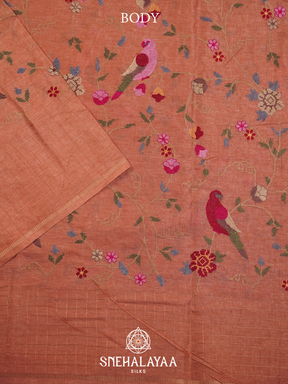 Peach Tussar Saree