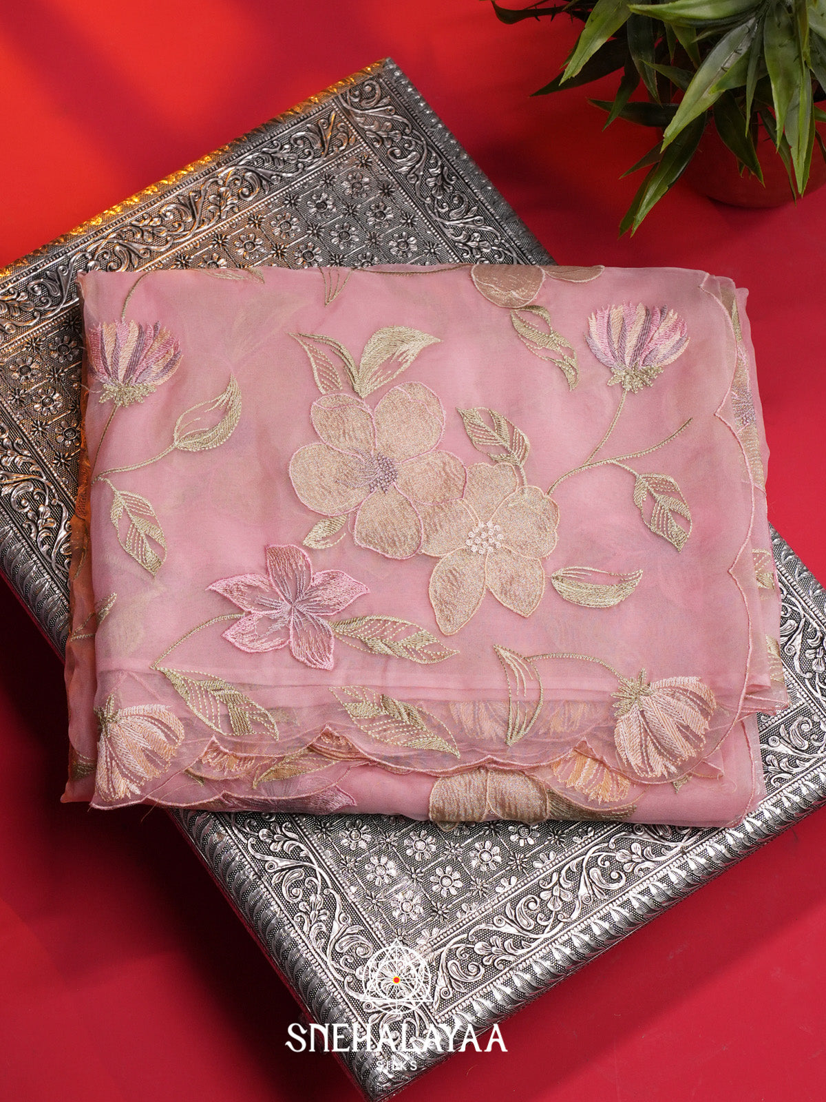 Pink Organza Saree