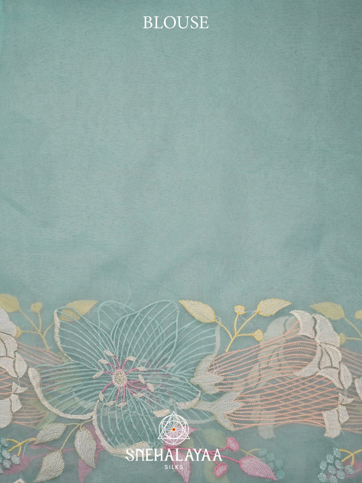 Sky Blue Embroidered Organza Saree