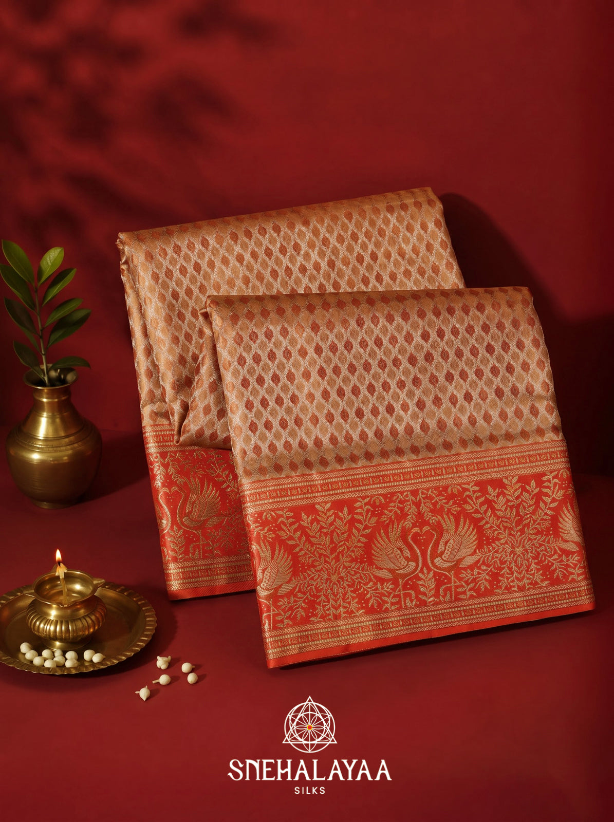 Cream Kanjivaram Silk Saree