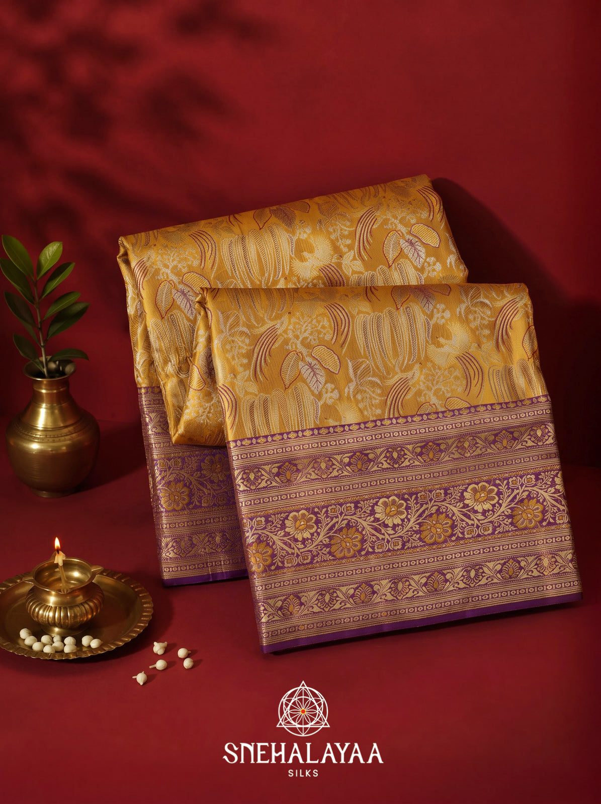 Lemon Yellow Kanjivaram Silk Saree