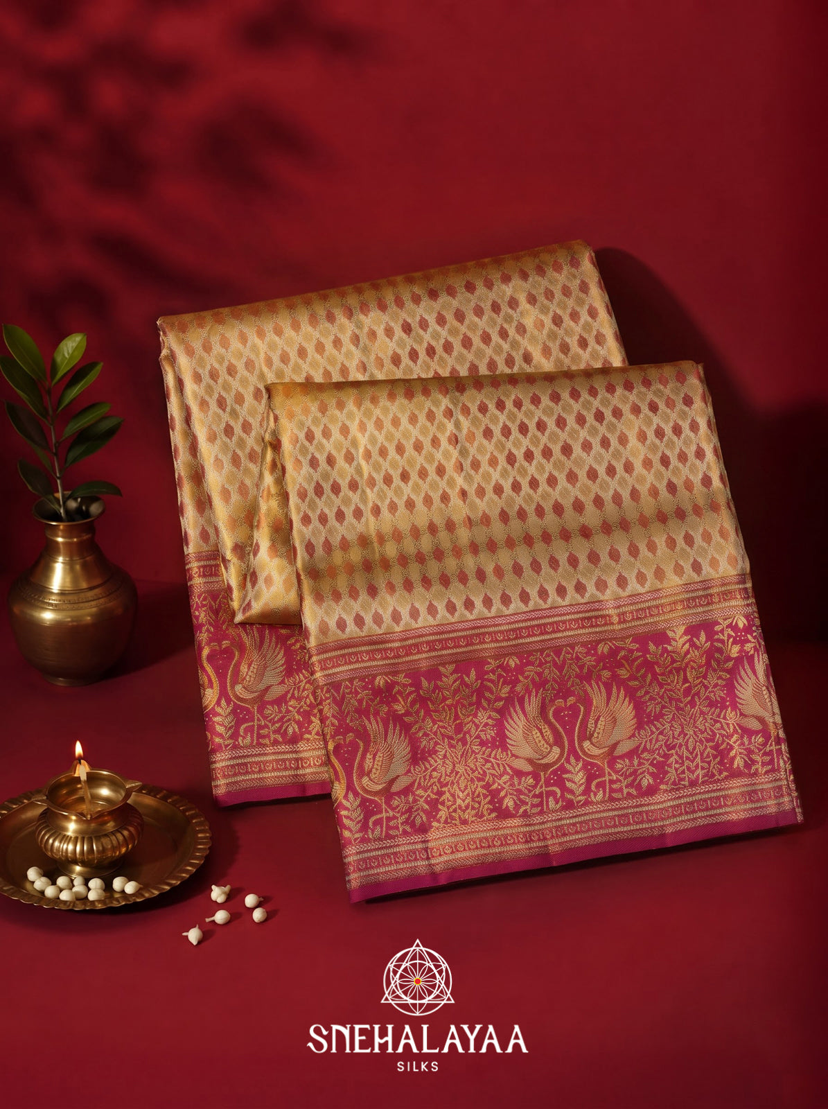 Pale Yellow Kanjivaram Silk Saree