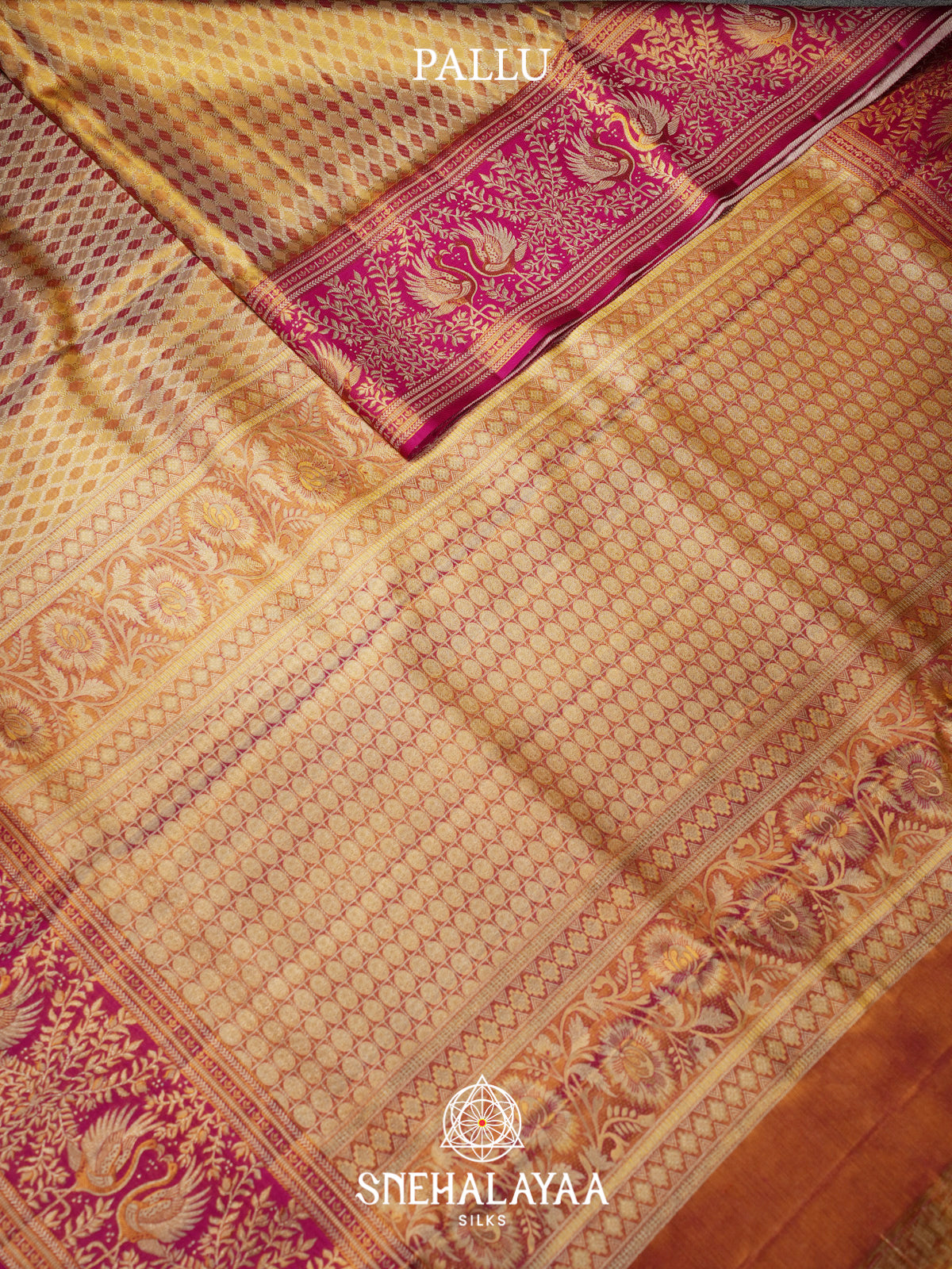 Pale Yellow Kanjivaram Silk Saree