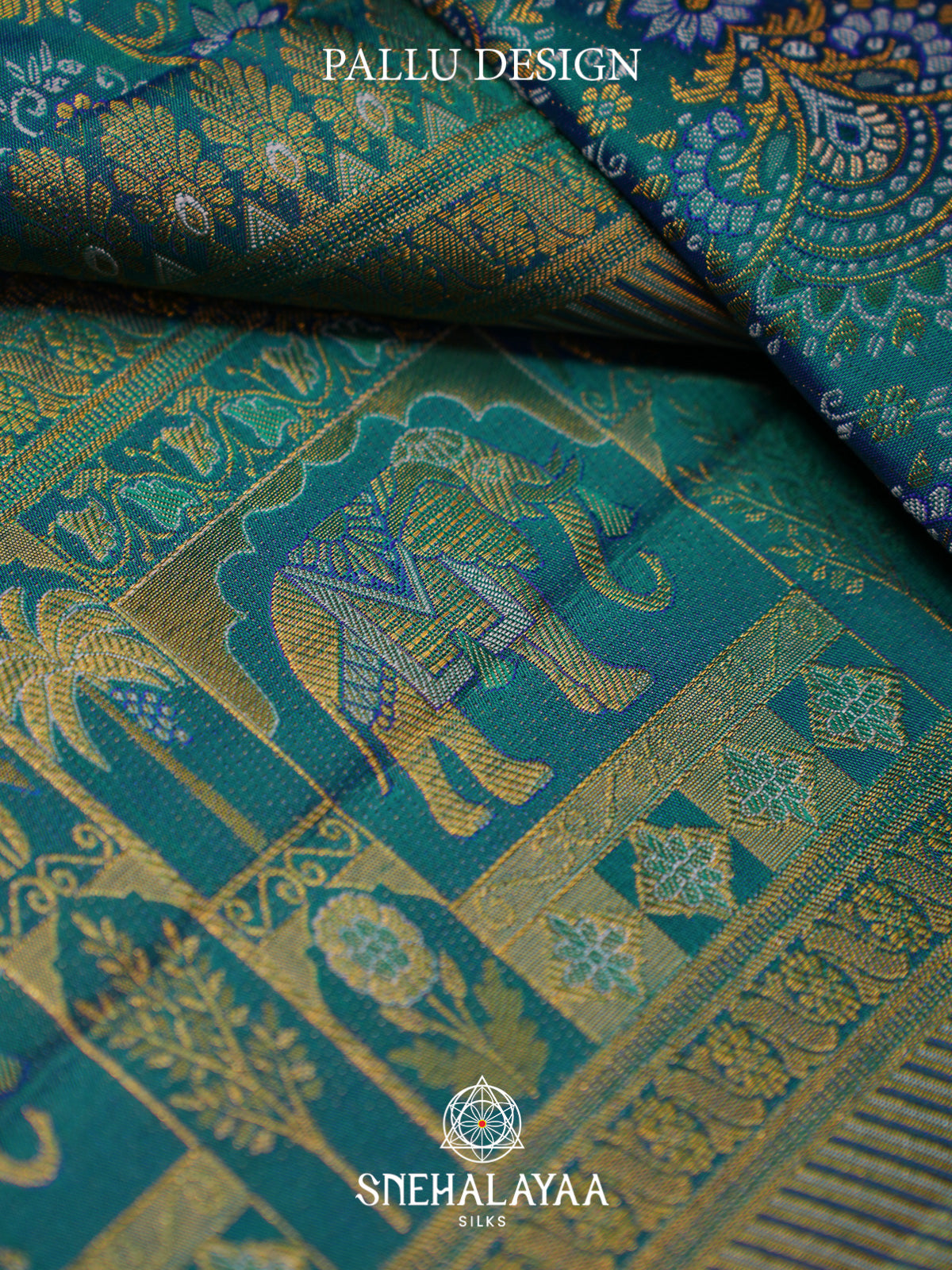 Teal Blue Kanjivaram Silk Saree