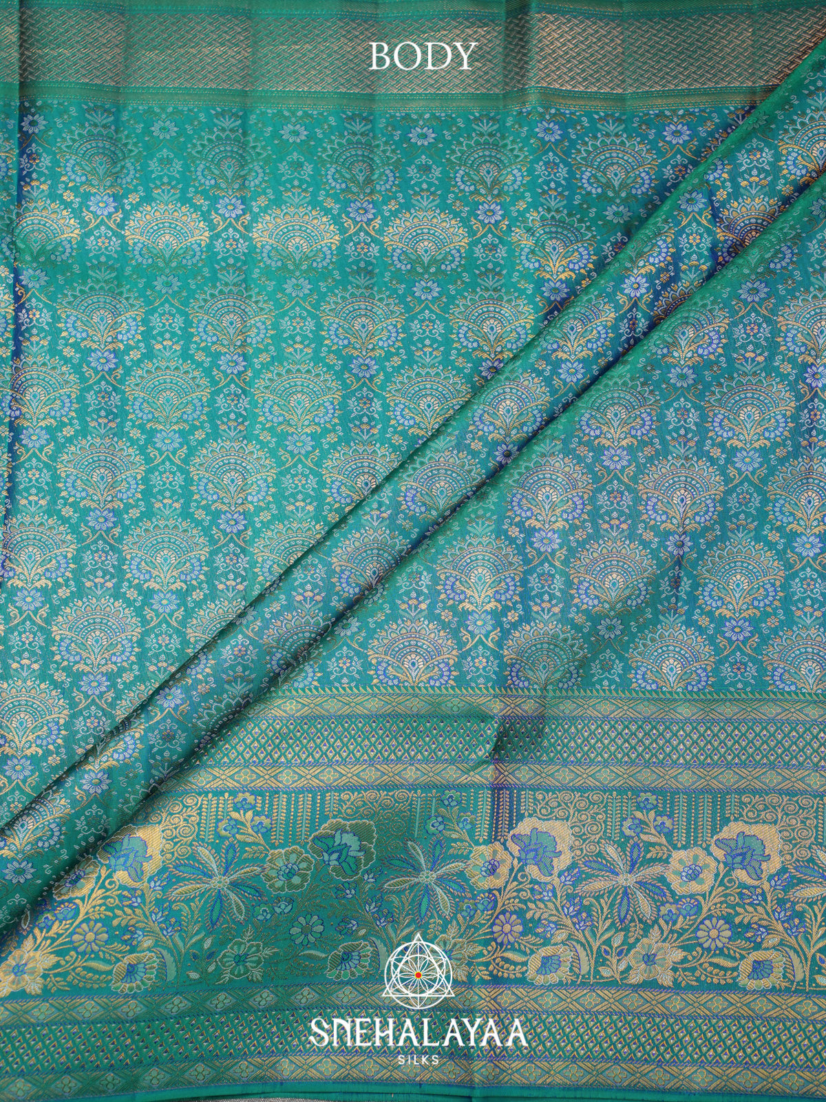Teal Blue Kanjivaram Silk Saree