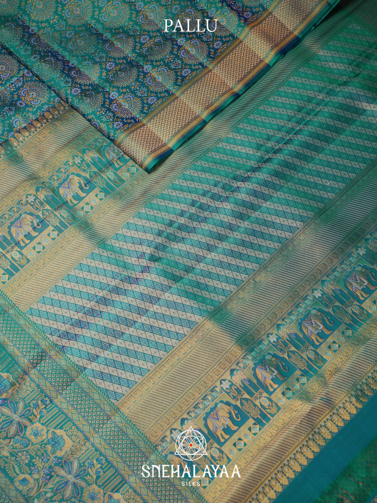Teal Blue Kanjivaram Silk Saree