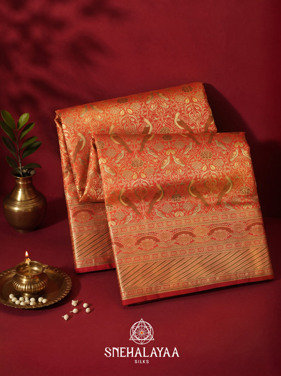 Peach Kanjivaram Silk Saree