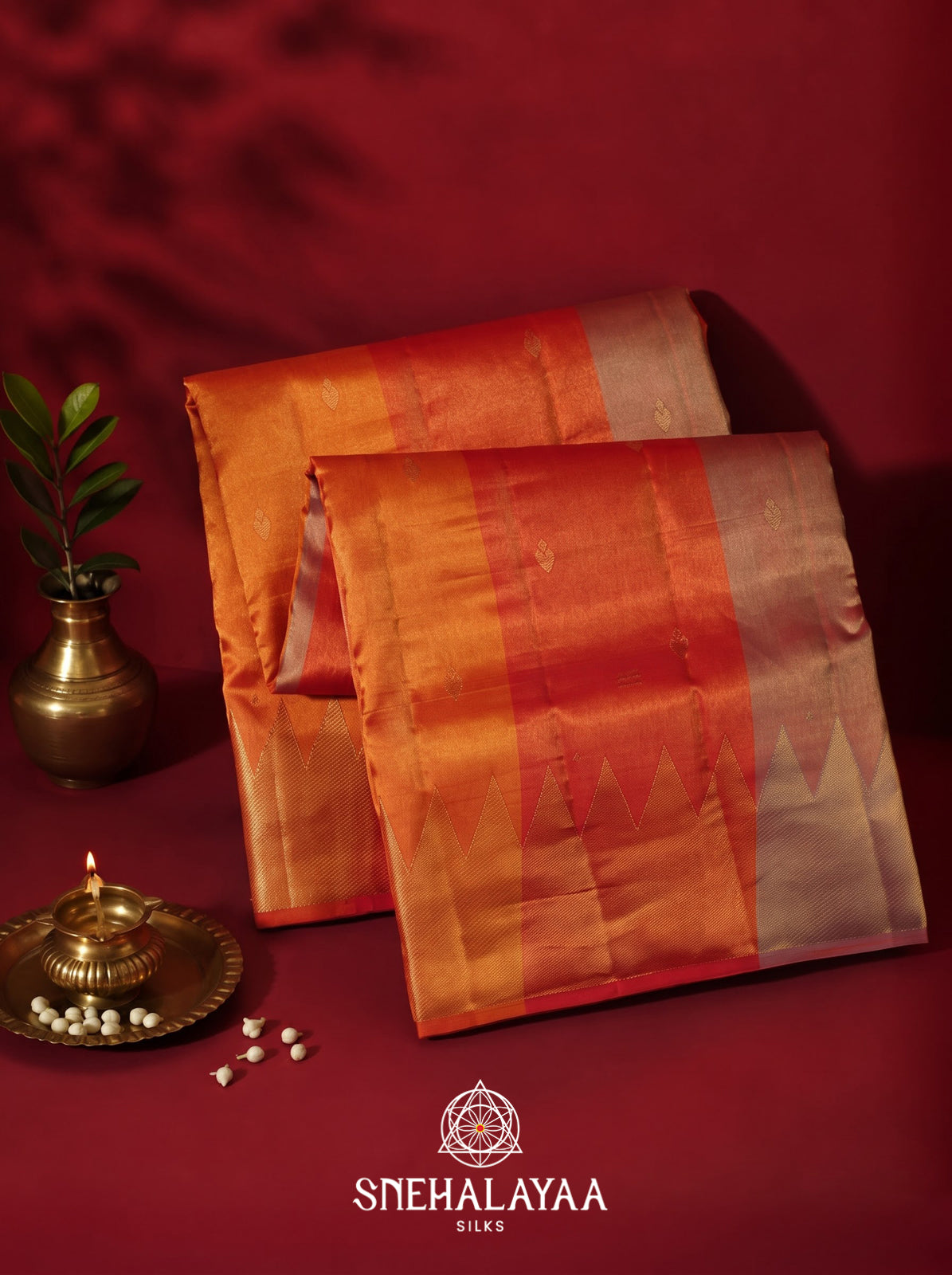 Orange Kanjivaram Silk Saree
