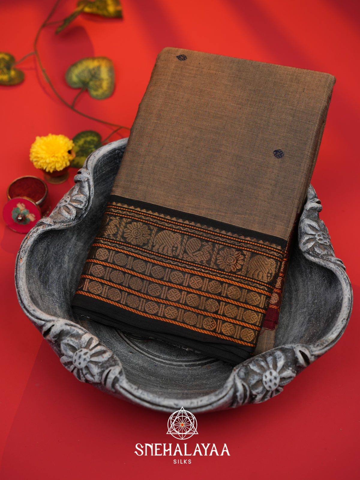 Brown Chettinad Cotton Saree