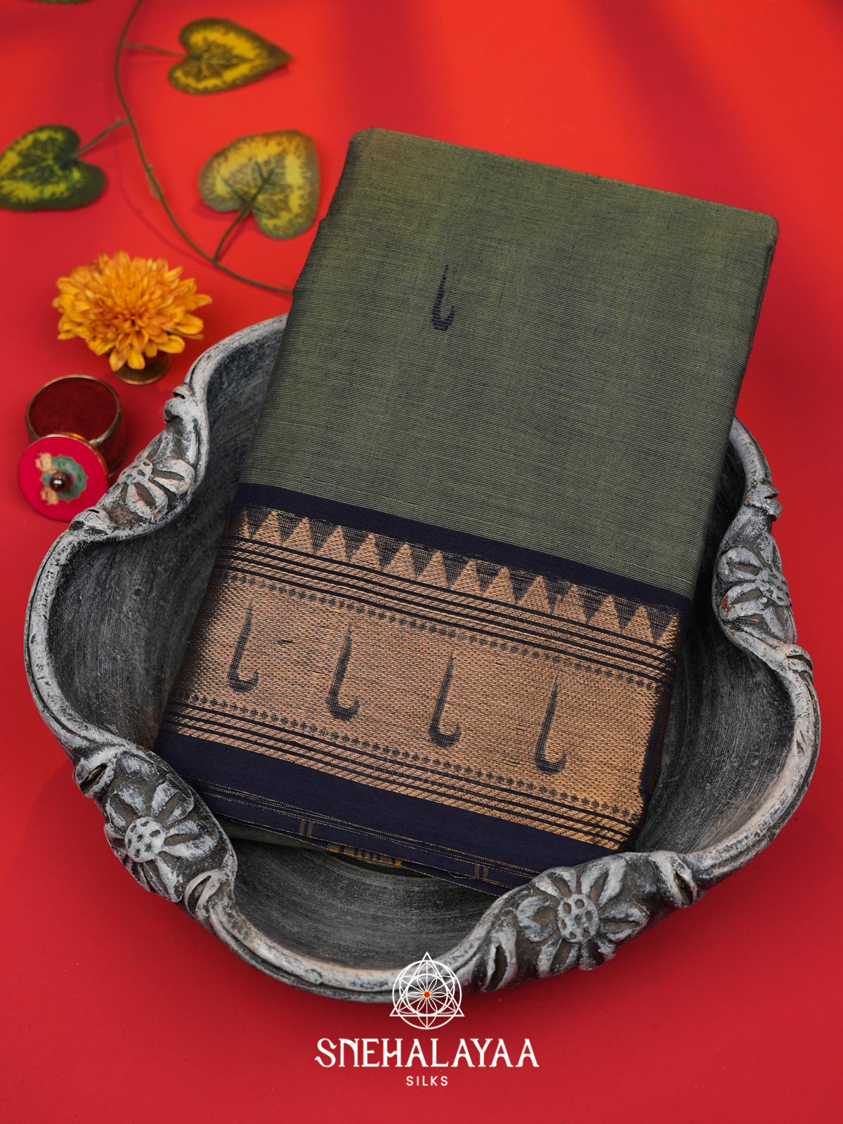 Grey Chettinad Cotton Saree