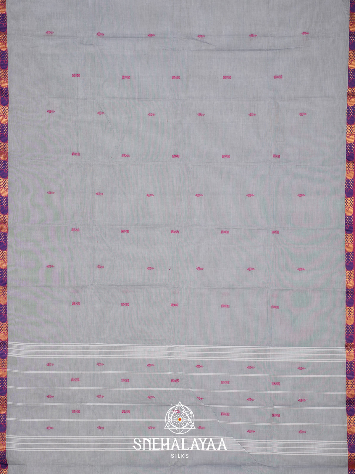 Grey  Chettinad Cotton Saree