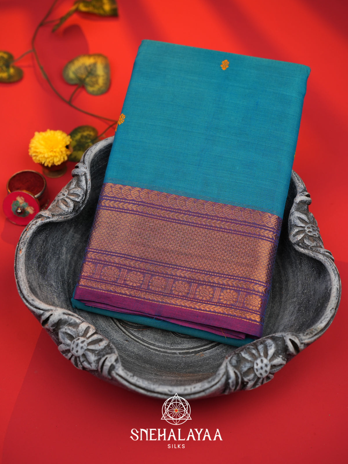 Blue Chettinad Cotton Saree