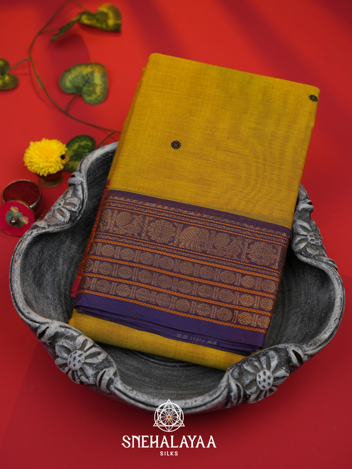 Yellow Chettinad Cotton Saree
