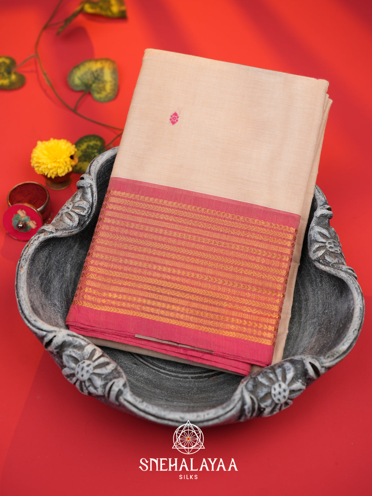 Onion Pink Chettinad Cotton Saree